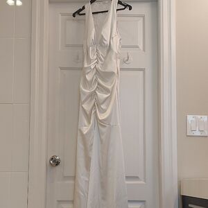 Elegant White Wedding Dress with Ruching